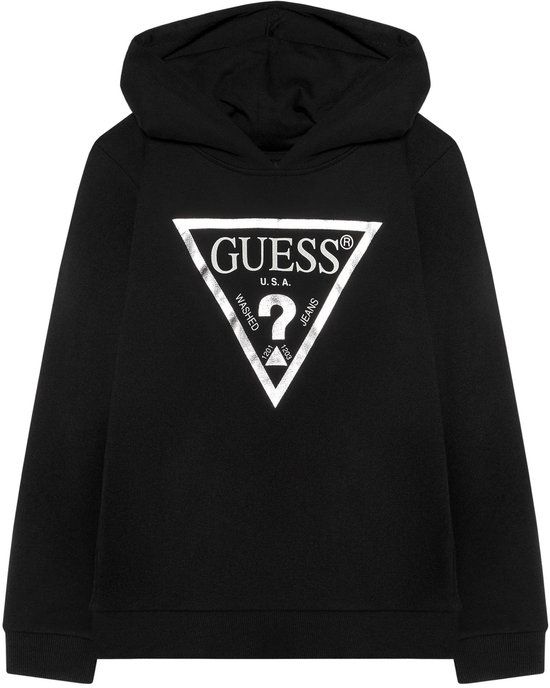Guess Girl hoodie zwart biologisch katoen met capuchon 14 jaar