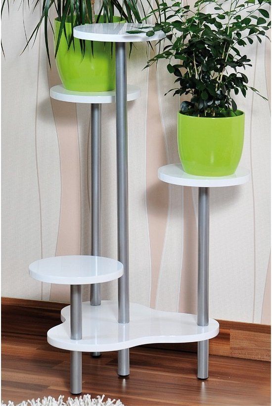 Kesper Decopatent© Houten Plantenrek - 4 Etages - Wit - 64.5 x 46 x 72.5 cm