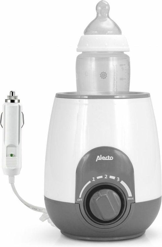 Alecto BW-512 Flesverwarmer - Wit/Grijs - 6 min. opwarmtijd - Timer - Draagbaar