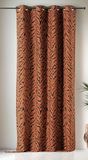 LINDER - Gordijn van stoffen Upcyclé – geweven en geverfd in Frankrijk – gordijn in tijgerstijl – afwerking met oogjes in geweerkleur – kleur oranje en zwart – afmetingen 140 x 240 cm – collectie Zulu