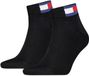 Tommy Hilfiger Unisex Tommy Jeans 2P Quartersokken Flag Logo Zwart