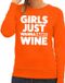 Bellatio Decorations Shoppartners Bv Girls just wanna have Wine tekst sweater oranje dames L