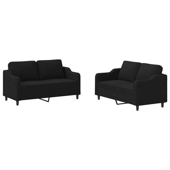 vidaXL 2-delige loungeset met kussens stof zwart