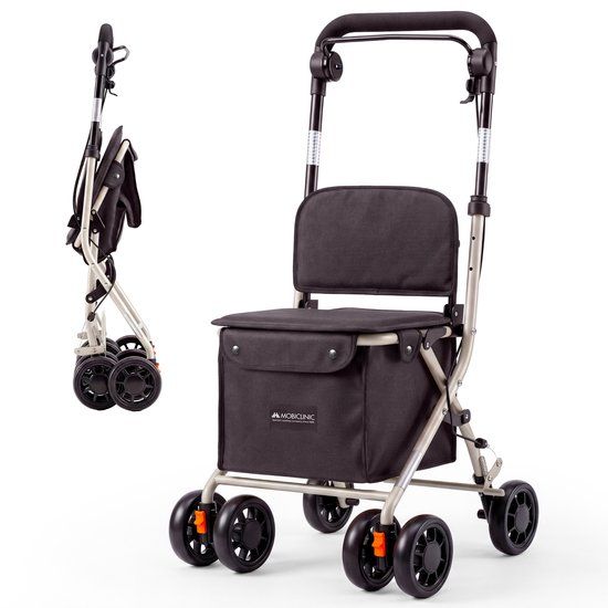 Mobiclinic Coliseo Boodschappentrolley Rollator - 4 wielen - Inklapbaar - Zwart