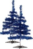 Krist+ Artesania Cerd 2x stuks kleine ijsblauwe kerstbomen van 60 cm van kunststof met voet