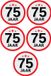 Bellatio Decorations 75 jaar leeftijd sticker - 5x - rond - Dia 15 cm - 75 jaar verjaardag - jubileum - leeftijd versiering