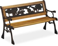 Merkloos Relaxdays Tuinbank Afrika - Kinderen - Hout & Gietijzer - Bruin/Zwart - 83 cm Breed