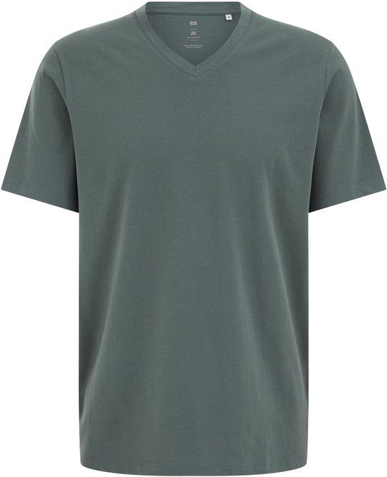 WE Fashion Heren regular fit T-shirt Groen Katoen Maat S
