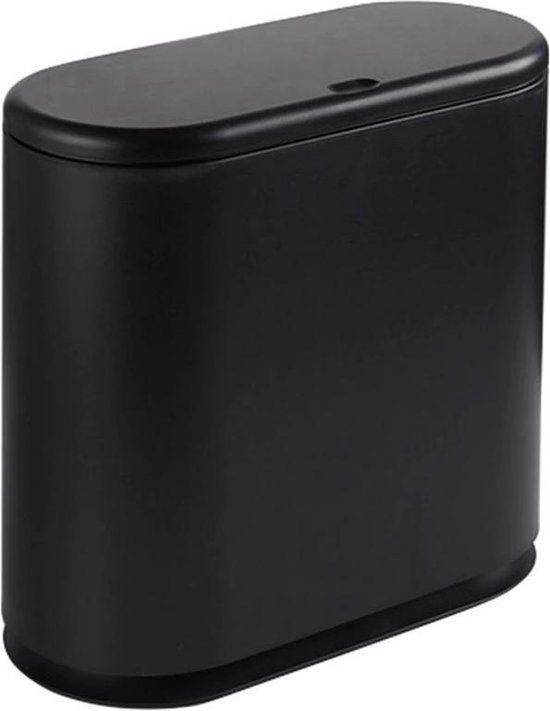 QUVIO Oval 10L Trash Can with Lid - Black