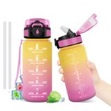 Drinkfles 500 ml, met rietje, sportfles met tijdweergave, herbruikbare waterfles, BPA-vrij, lekvrij, sportfles voor kinderen, studenten, kantoor