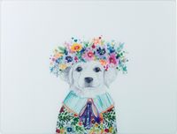 Mikasa Tipperleyhill Glazen Werkblad Beschermer, Eigenzinnige Kleurrijke Geïllustreerde Hond Werkblad Redder, Makkelijk Schoon te Maken Oppervlakte Beschermer, Keuken Verbetering, 40 x 30cm