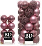 Bellatio Decorations Shoppartners Bv 53x Kunststof Kerstballen Oudroze (Velvet Pink) 4 en 6 cm Glans/Mat/Glitter Mix