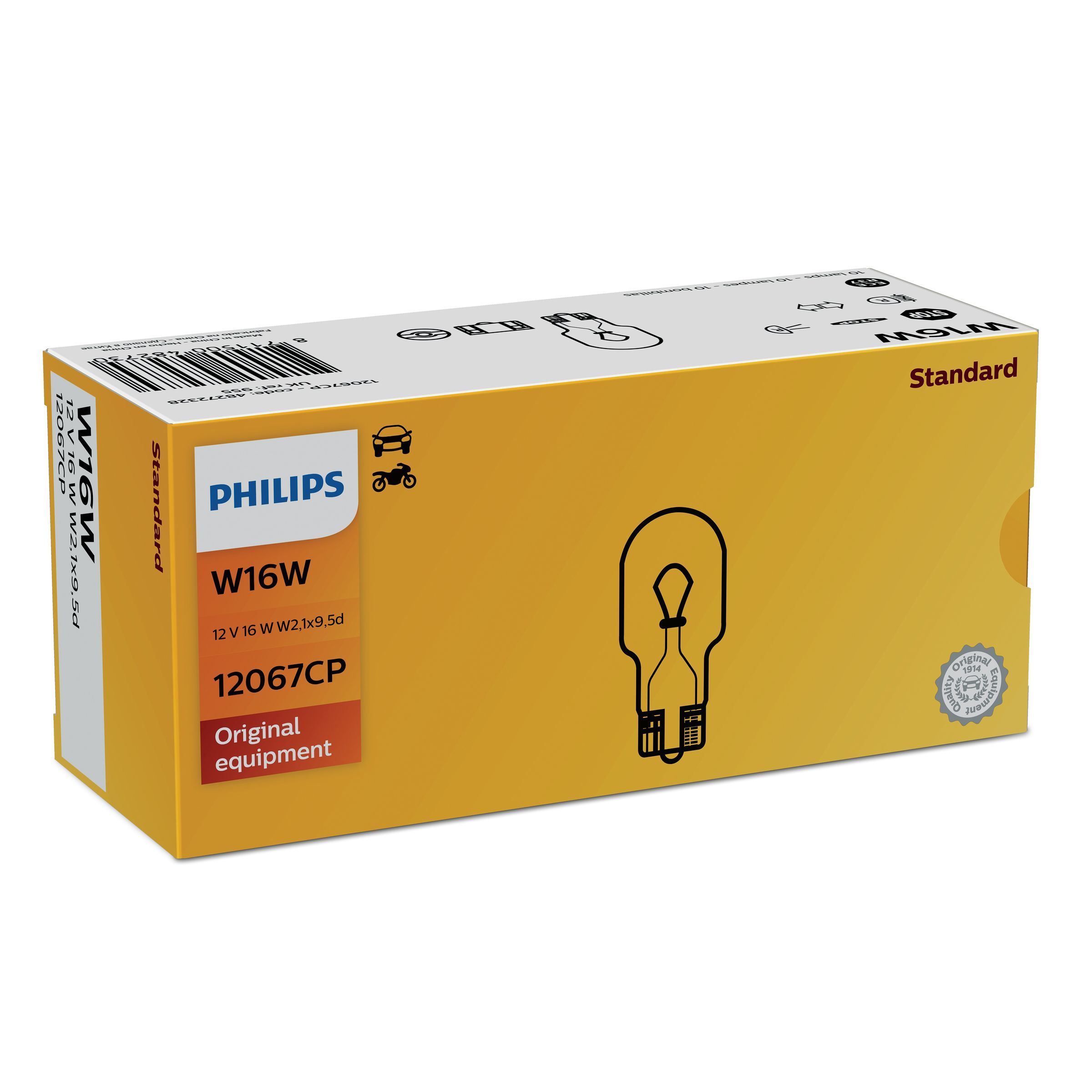 Philips Vision W16W 12V 16W - Stoplicht - BAU15s