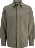 JACK & JONES JREBIKE MELANGE SHIRT LS SN Heren Overhemd Lange Mouw Katoen/Polyester Forest Night XXL