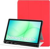 Samsung Tablet Hoes Geschikt voor Samsung Galaxy Tab A11 Plus | Luxe Tri-Fold Book Case | Kunst Leren Bescherm Hoes | Standaard Functie | Rood