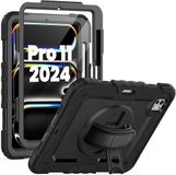 Selected by GSMpunt.nl Hoes met ingebouwde Screenprotector Geschikt voor iPad Pro 11 (2024/2025) | Inclusief 360° Draaibare Handriem en Schouderriem | Zwart