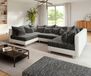 DELIFE Bank Clovis Zwart en Wit met Ottomaanse voor uw lounge modulaire sofa