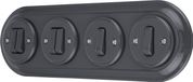 SET PR1 Interrupteur encastrable, porcelaine, design rétro, double interrupteur, 4 voies, tout-en-un, gris foncé