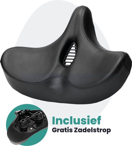 Voltano City XXXL Fietszadel Met Uitsparing - Unisex Extra Breed Fietszadel - Zwart