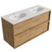 Saniclass Set meuble de salle de bain avec cadre en bois - 120x45x74cm - Lavabo en céramique Chaci blanc - 2 vasques - sans trous de robinetterie - 2 tiroirs - chêne mat naturel (bois) SW1578604/SW1234850