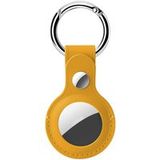 Hoco Premium Lederen Hanger voor Apple Airtag - Sleutelhanger - Hoesje Geel
