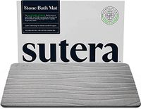 SUTERA - Stenen badmat, diatomeeënaarde douchemat, antislip, super absorberende sneldrogende badkamervloermat, natuurlijk, gemakkelijk schoon te maken (23,5 x 15 grijs)