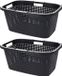 Excellent Houseware Panier à linge - 2x - gris anthracite - 38L - plastique - 60 x 40 x 26 cm
