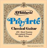 D'Addario J50 Set Pro Arte Hard Tension Silver Plated Black Nylon Klassieke gitaar