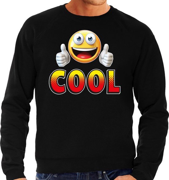 Bellatio Decorations Funny emoticon sweater Cool zwart heren 2XL (56)