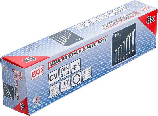 BGS Steekringsleutelset inches 1/8 - 9/16 Withworth 8 delig