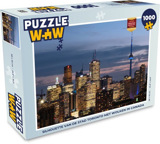 MuchoWow Puzzel Silhouette van de stad Toronto met wolken in Canada - Legpuzzel - Puzzel 1000 stukjes volwassenen - Sinterklaas cadeautjes - Sinterklaas voor grote kinderen