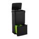 WELL HOME Vuilnisemmer 62 L (37 L + 25 L) vuilnisemmer met 2 vakken, automatische opening met sensor, roestvrij staal, zwart