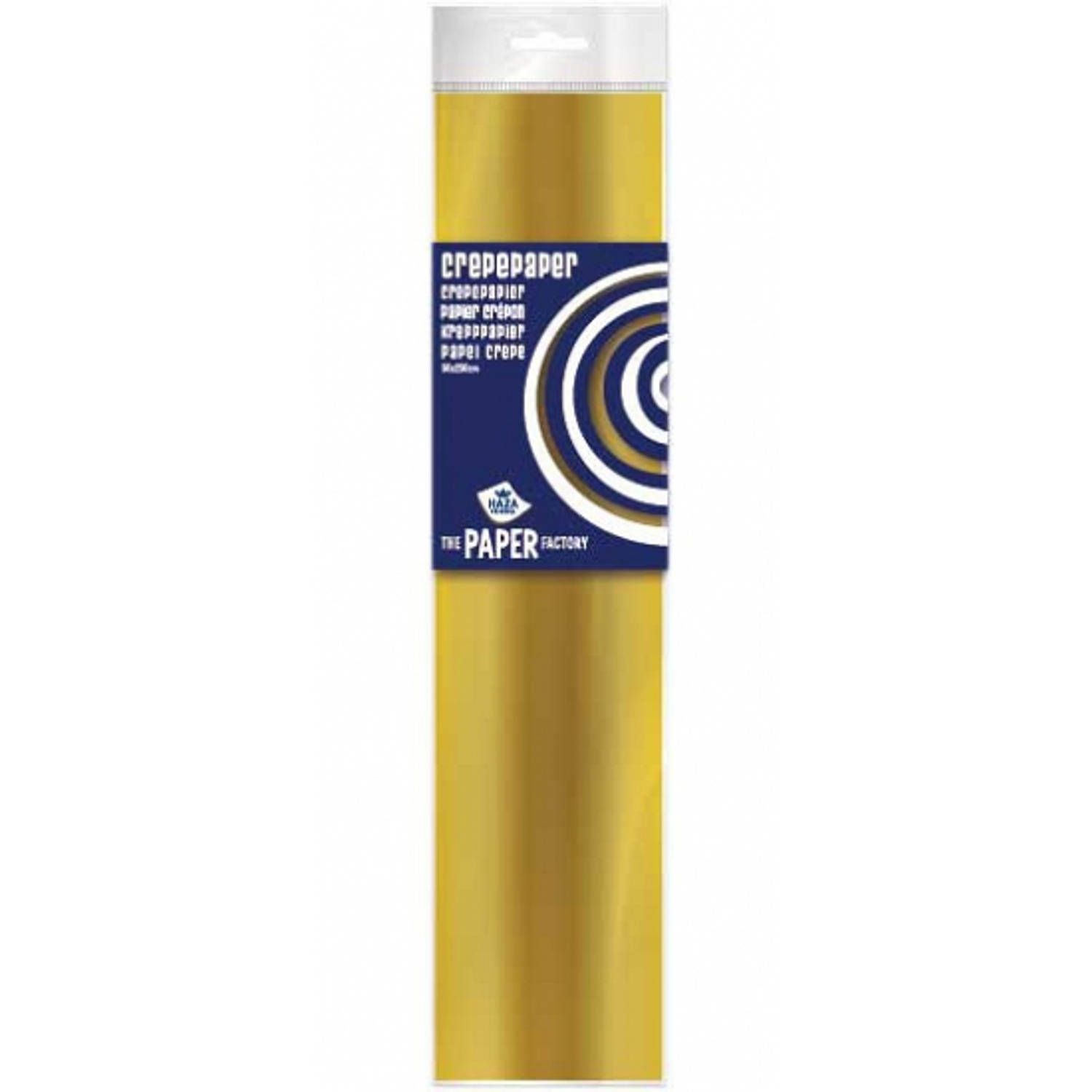 Haza Crepe Papier Plat Goud 250 x 50 cm - 5 Stuks