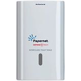 Papernet Defend Tech - Antibacteriële dispenser voor interfold toiletpapier (416147), in gerecycled en antibacterieel plastic, maximale capaciteit 2,5 packs / clips, afmetingen 26,5 x 13,5 x 16,5 cm, wit