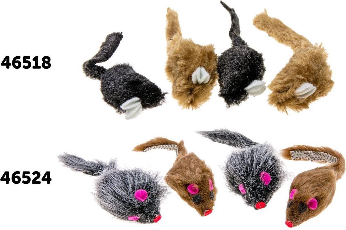 FLAMINGO Black-white plush mice 4 pcs. in a bag, 5 cm