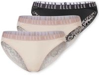 Elle 3-Pack Kanten brazilian slips dames - Lace - Combi / L - Zwart