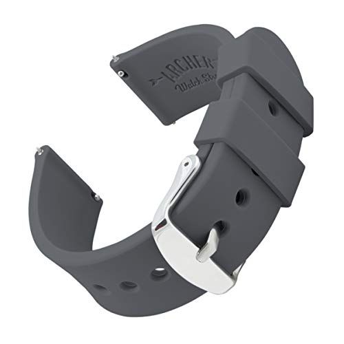Archer Watch Straps - Vervangende Quick Release Horlogebanden van Zacht Siliconen Rubber voor Dames en Heren (Grafiet, 18mm)