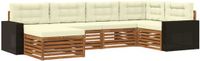 vidaXL - Hoek loungeset - 6 zitplekken - Natuurlijk en crème - Acacia hout