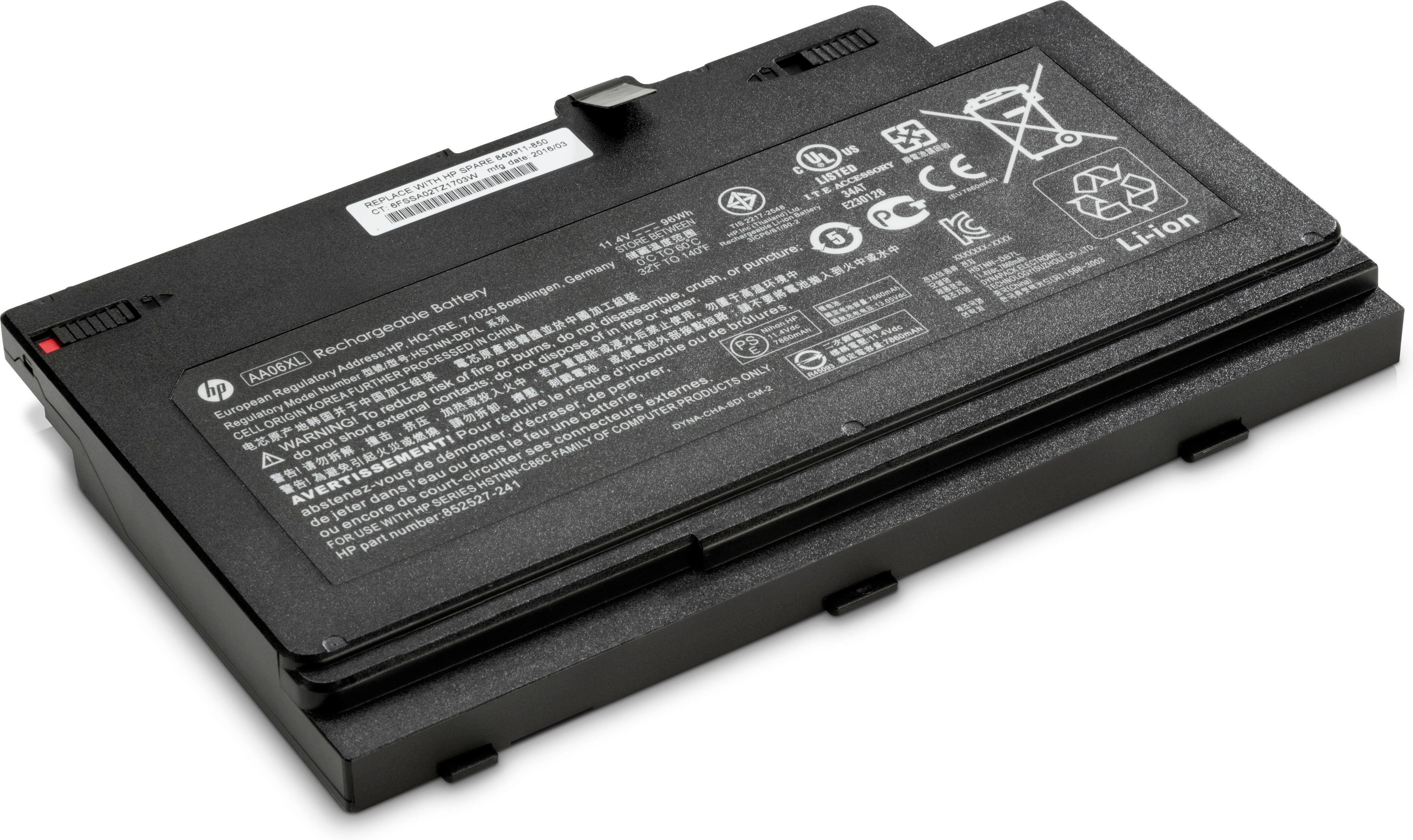 HP AA06XL Laptop Battery - Black - For ZBook 17 G3, ZBook 17 G4