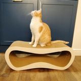 Mruu&Pruu GROOT KATTENKRAASBED Kattenmand Krabplank Krabpaal Karton Krabmand Kattenbed 78x28x24 cm WIT