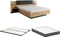 Vente-unique Bedframe stof antracietgrijs, natuurlijk licht 160 x 200 cm