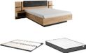 Vente-unique Bedframe stof antracietgrijs, natuurlijk licht 160 x 200 cm