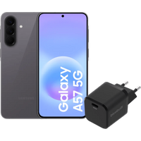 Samsung Galaxy A57 128GB Grijs 5G + BlueBuilt Oplader met Usb C Poort 45W Zwart