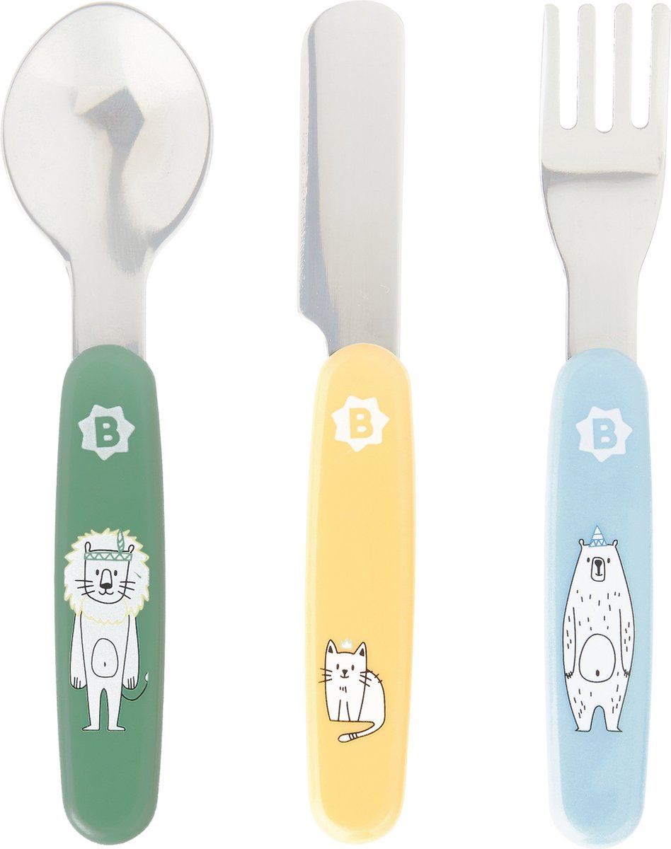 Badabulle Metalen bestek - blauw, geel, groen - 2022