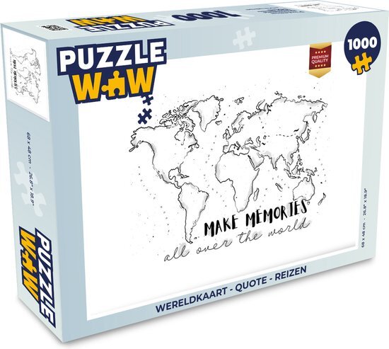 MuchoWow Puzzel Wereldkaart - Quote - Reizen - Legpuzzel - Puzzel 1000 stukjes volwassenen