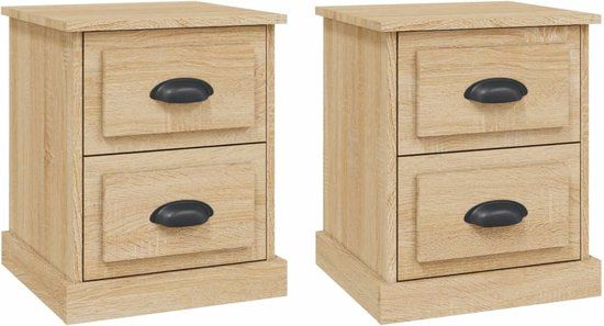 vidaXL Nachtkastjes - Set van 2 - Bewerkt Hout - Sonoma Eikenkleur