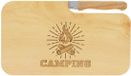 LASERHELD Planche à snacks en bois avec gravure "Camping" & couteau | 26 x 15 cm