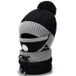 Bonnet d'hiver 3 pièces en tricot coupe-vent, masque facial et cache-cou - Noir / Gris