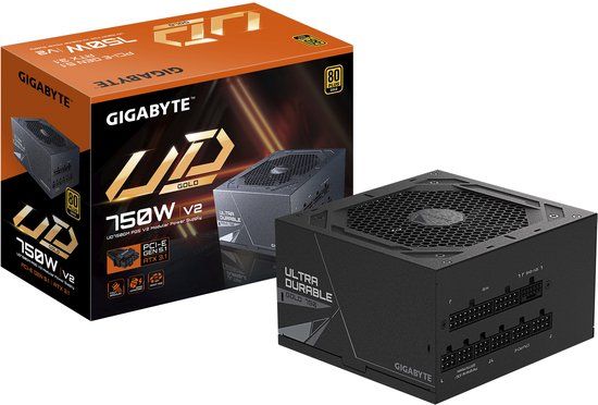 Gigabyte GP-UD750GM PG5 V2 Voeding – 750W – ATX 3.1 Ready – 80 PLUS Gold – PCIe 5.1 (12VHPWR) – Volledig Modulair – Ultra Durable