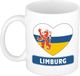 Bellatio Decorations Hartje Limburg Koffiemok cadeau - Hartje Limburg drink beker - wit - 300 ml - Limburgse vlag thema koffiebekers